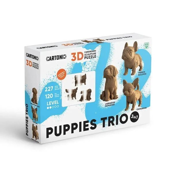 Картонний конструктор 3D Puzzle "PUPPIES TRIO" CARTPUPPIES 227 деталей 66021 фото